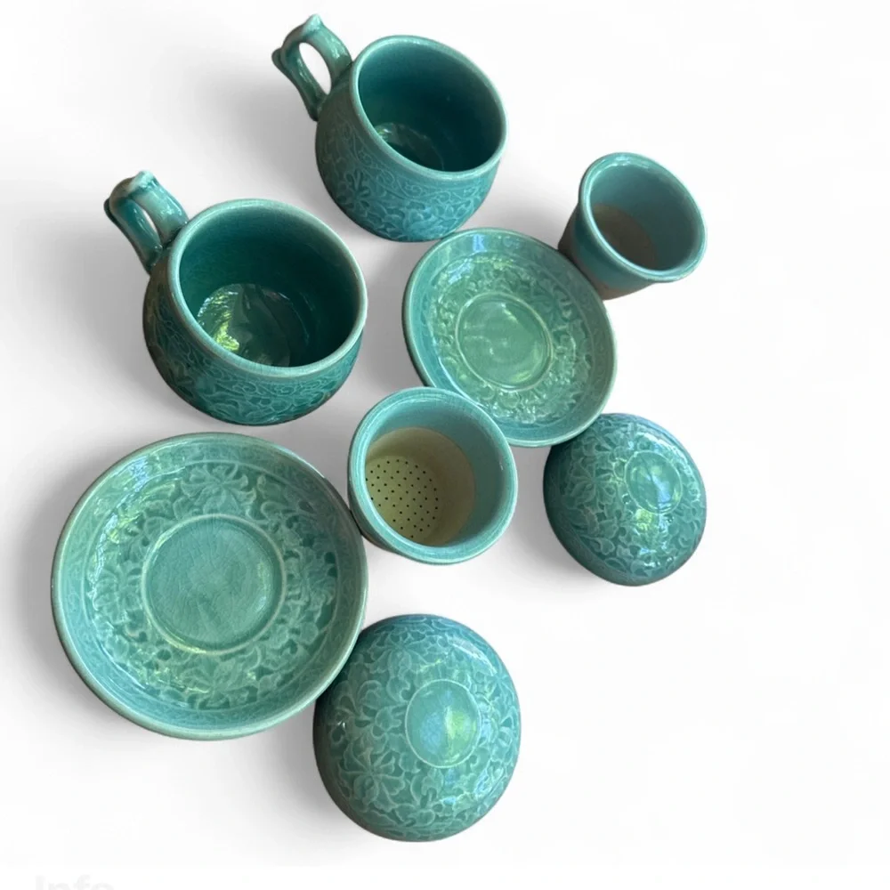 Elegant‎ Teal Ceramic Tea Set